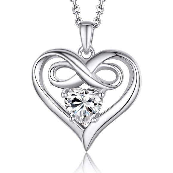 Sterling Silver D Color Moissanite Heart Infinity Necklace for Women